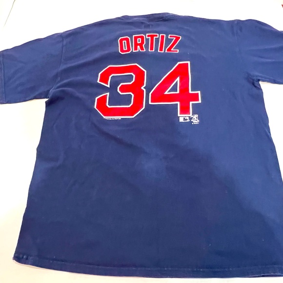 David ‘Big Papi’ Ortiz Boston Red Sox T-Shirt Jersey SIZE: L Throwback - Picture 2 of 2